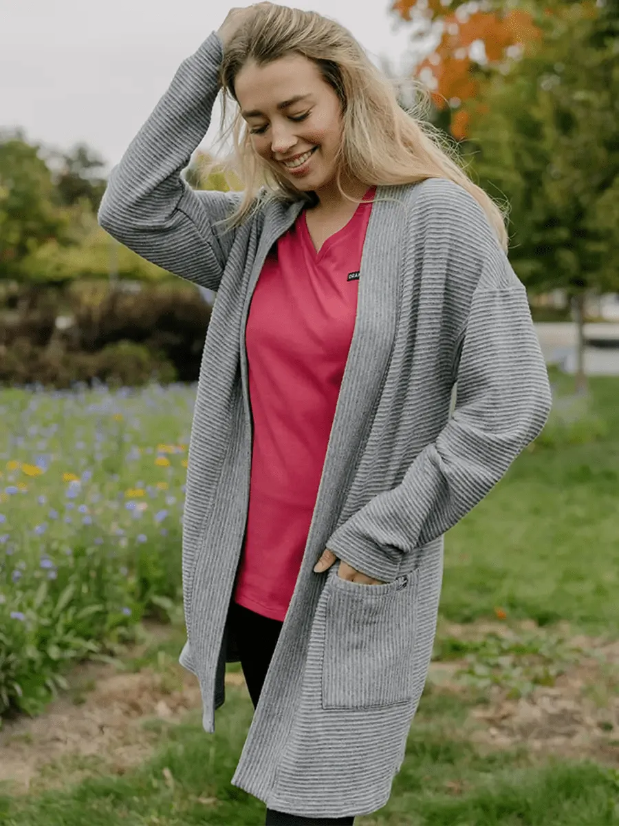 Cardigan Long en Tricot Serene - Gris Chiné