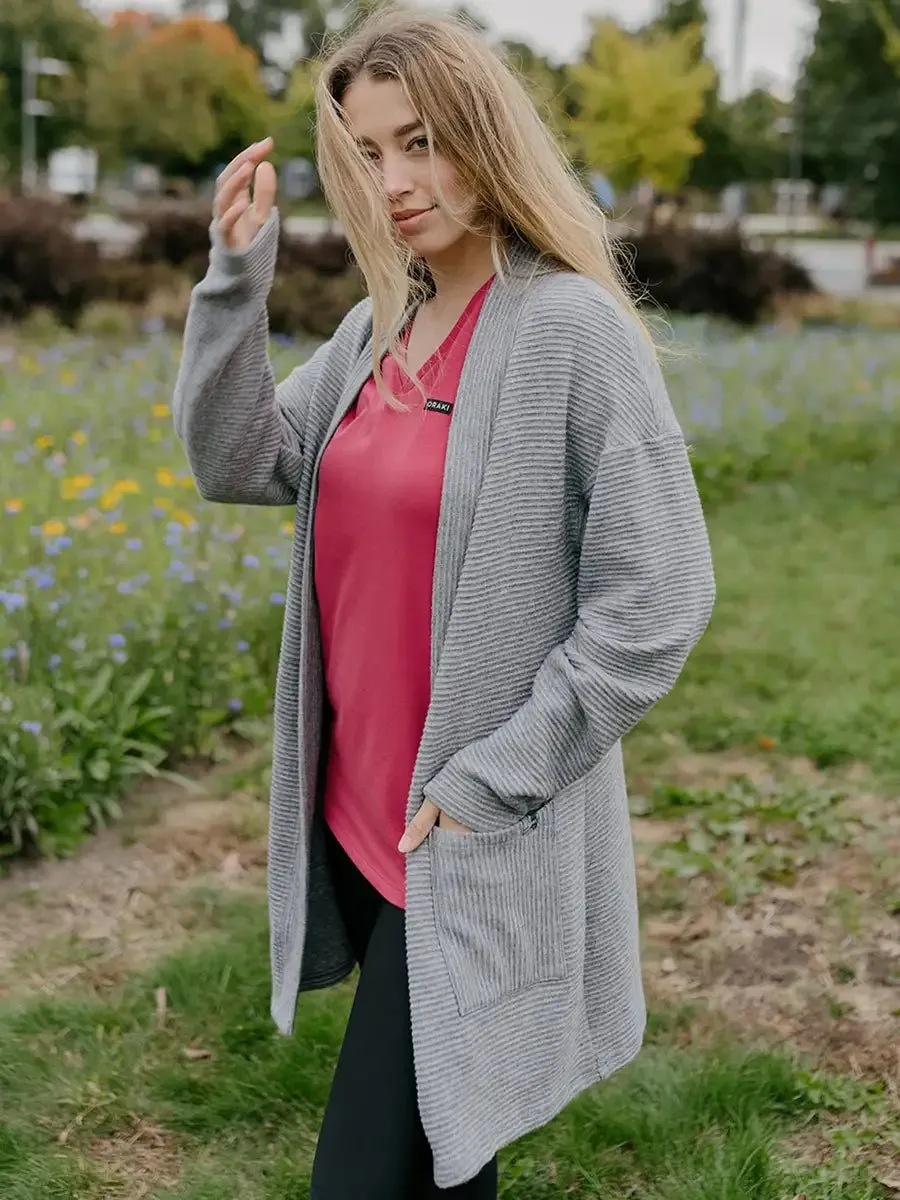 Cardigan Long en Tricot Serene - Gris Chiné