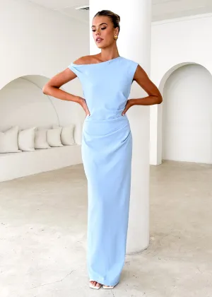 Carmella One Shoulder Maxi Dress - Blue