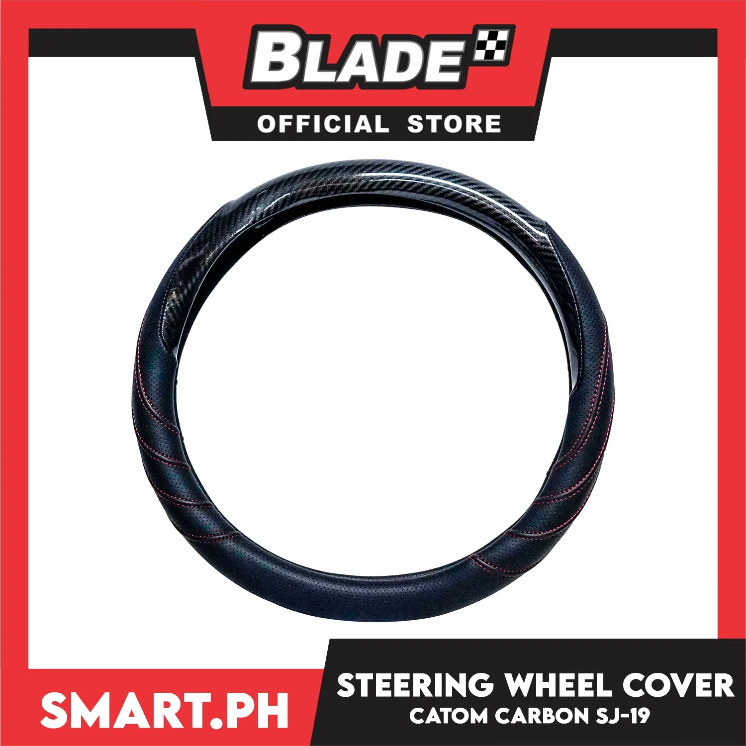 Catom Carbon Steering Wheel Cover 370-380mm (Red Line)