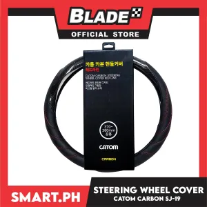 Catom Carbon Steering Wheel Cover 370-380mm (Red Line)