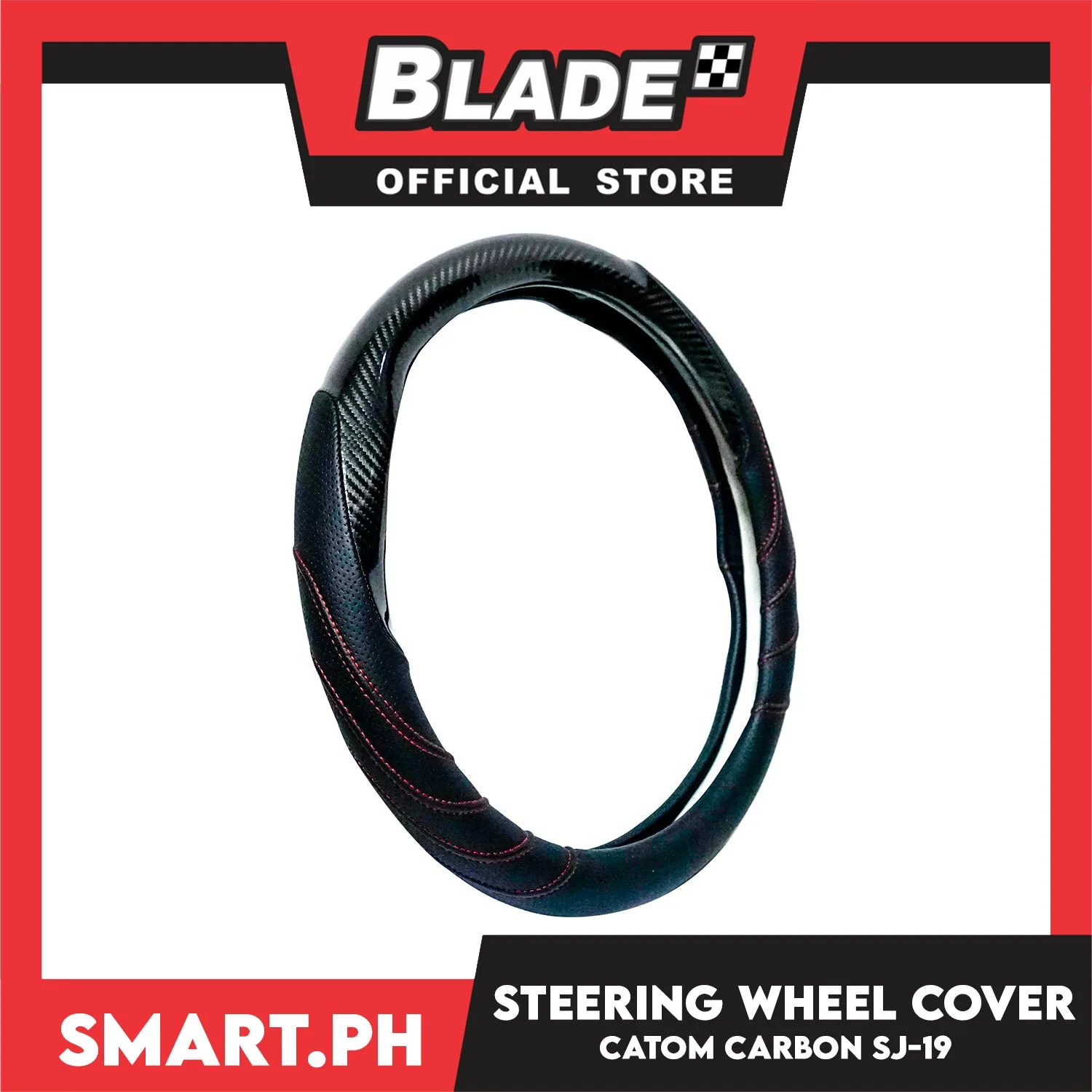 Catom Carbon Steering Wheel Cover 370-380mm (Red Line)