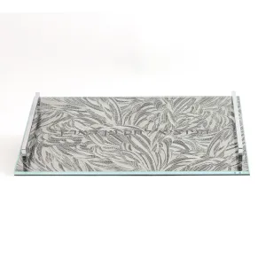 Challah Board with Handles, Intricately Cut Stainless Steel on Black Base