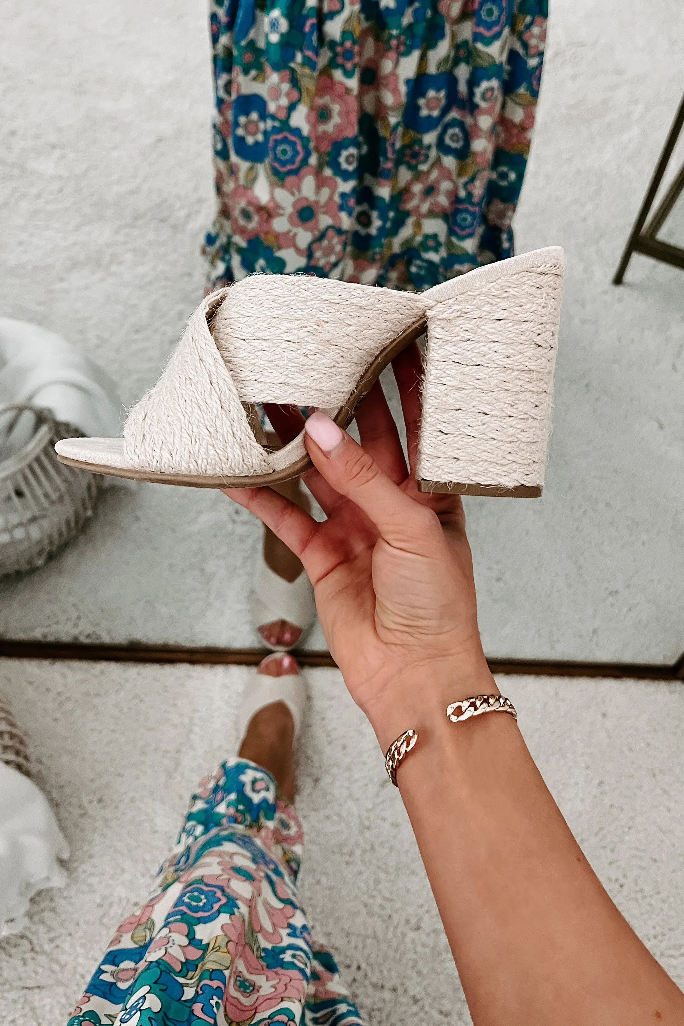 Charleston Chic Woven Heeled Sandals (Beige Jute)