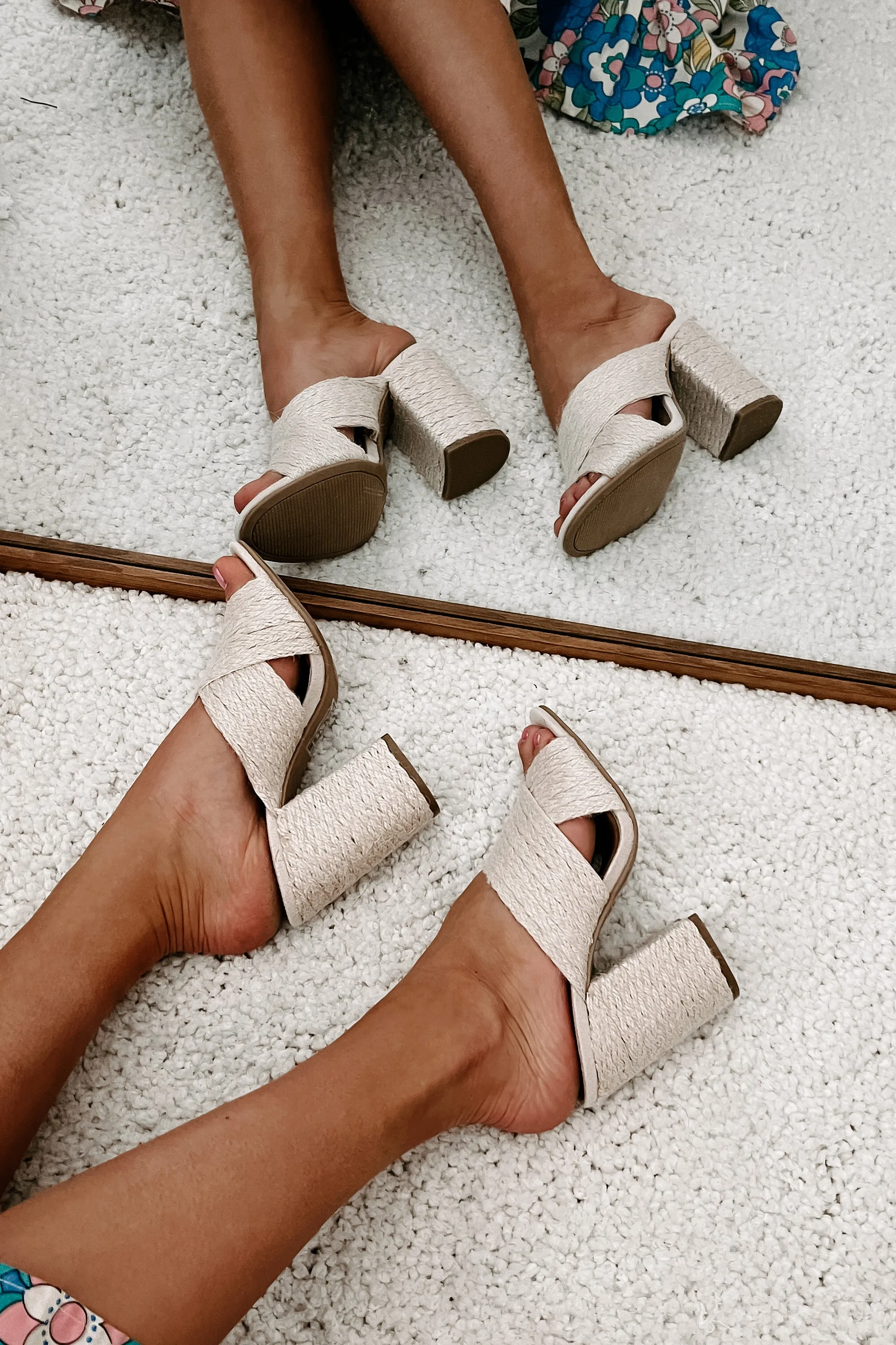 Charleston Chic Woven Heeled Sandals (Beige Jute)
