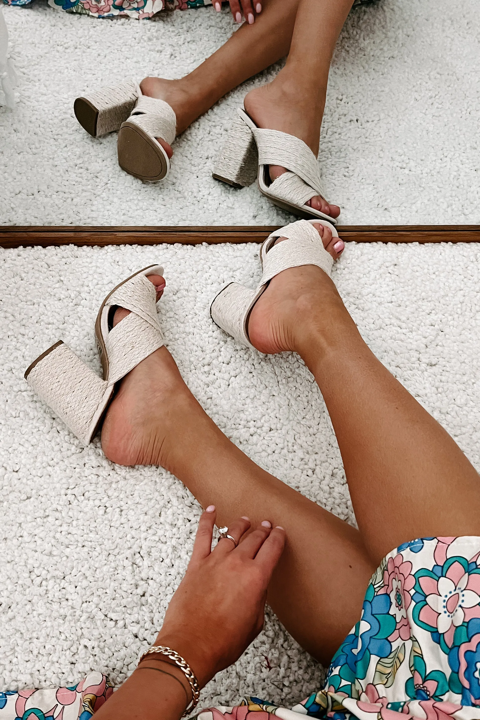Charleston Chic Woven Heeled Sandals (Beige Jute)
