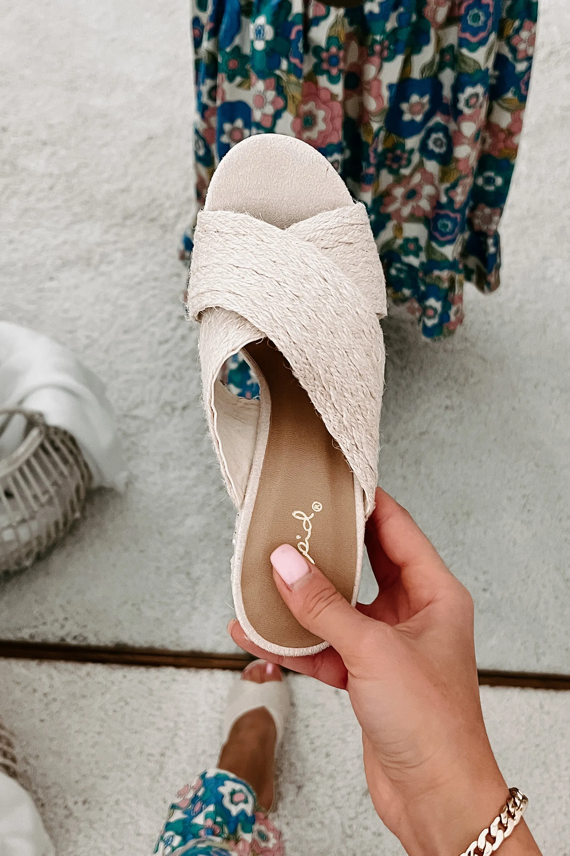 Charleston Chic Woven Heeled Sandals (Beige Jute)