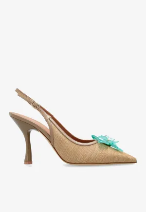 Chrissy 90 Slingback Raffia Pumps