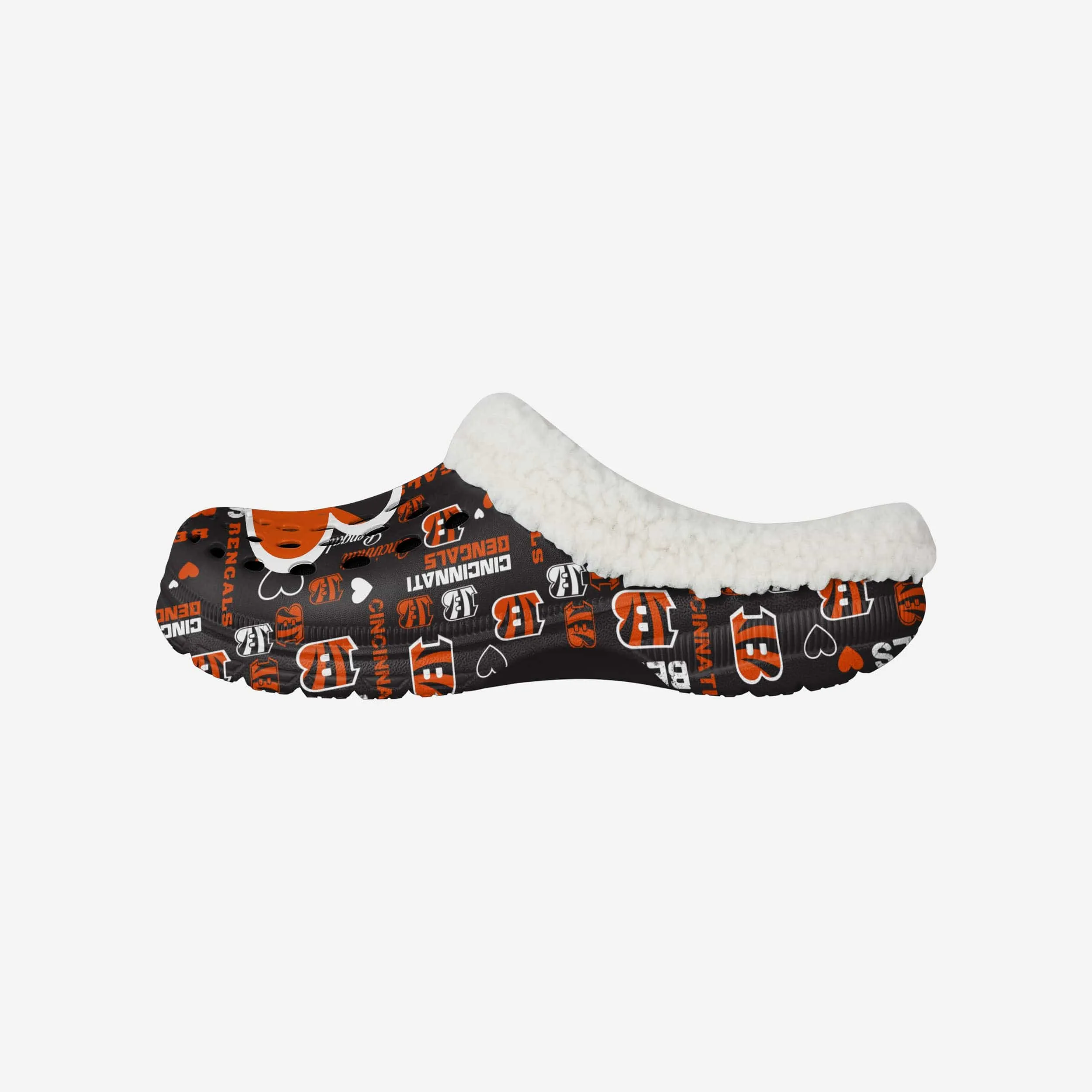 Cincinnati Bengals Womens Sherpa Lined Logo Love Clog