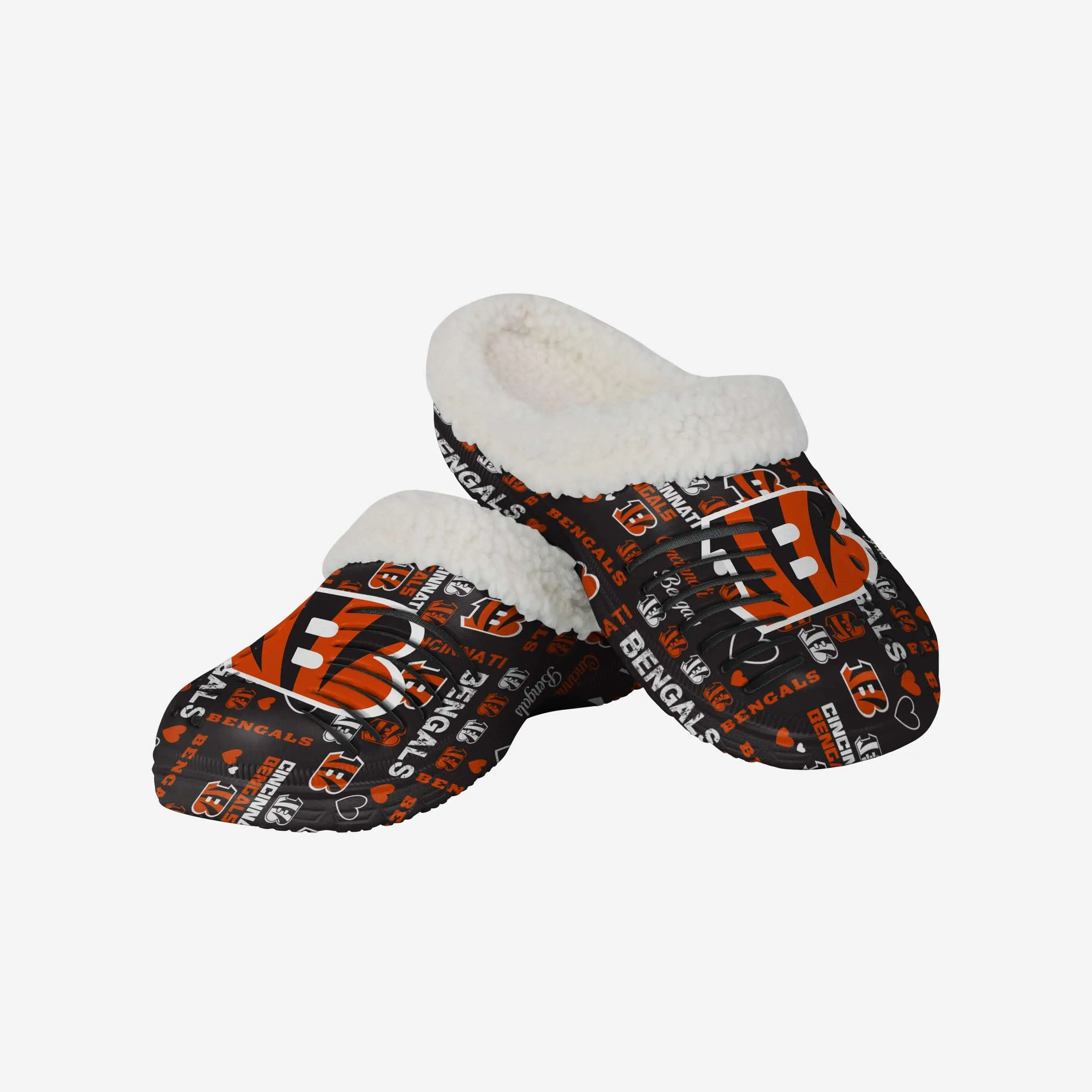 Cincinnati Bengals Womens Sherpa Lined Logo Love Clog