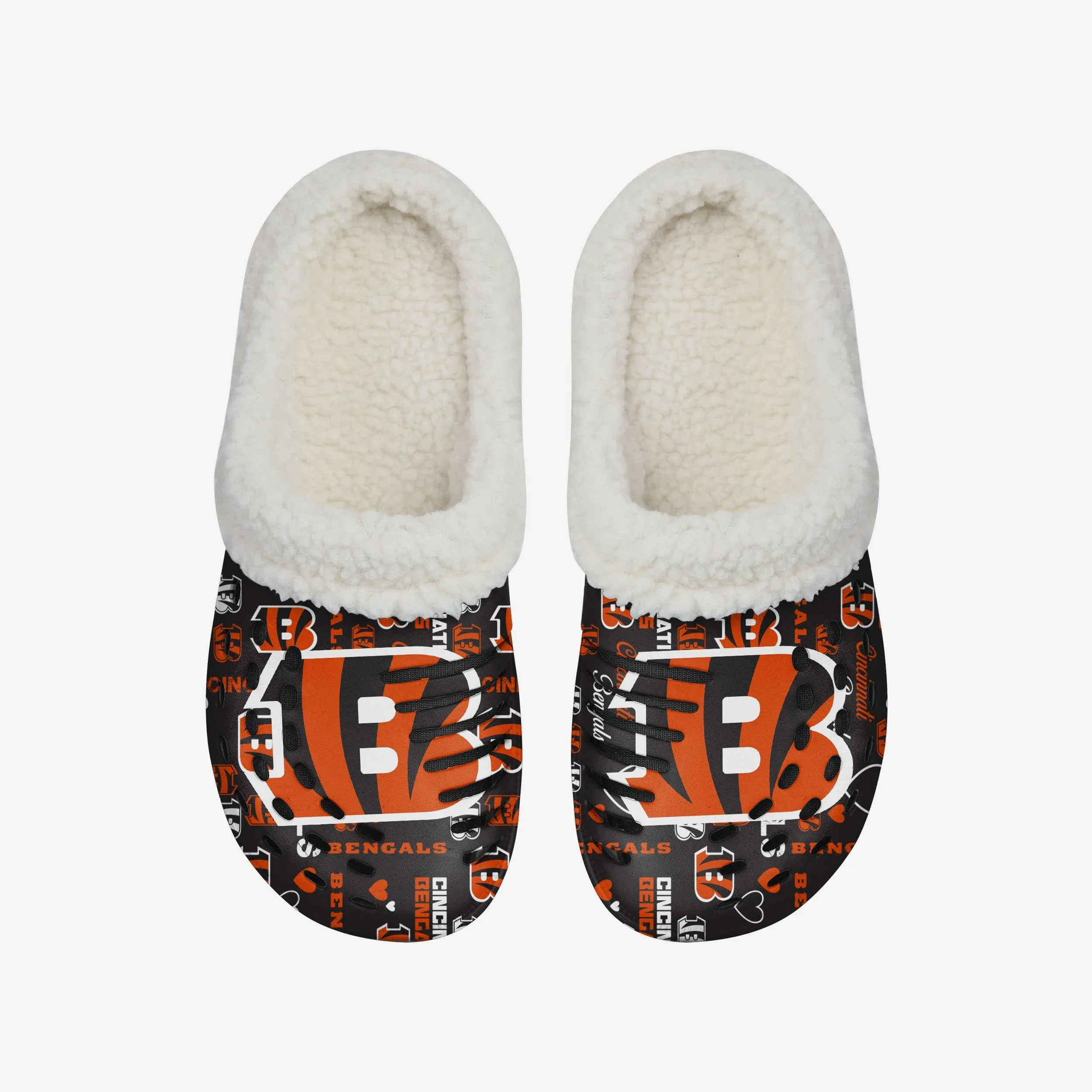 Cincinnati Bengals Womens Sherpa Lined Logo Love Clog