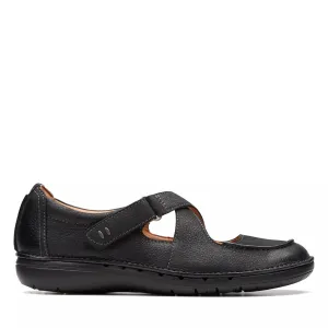 Clarks Women's Un Loop Strap Black Leather 26174970