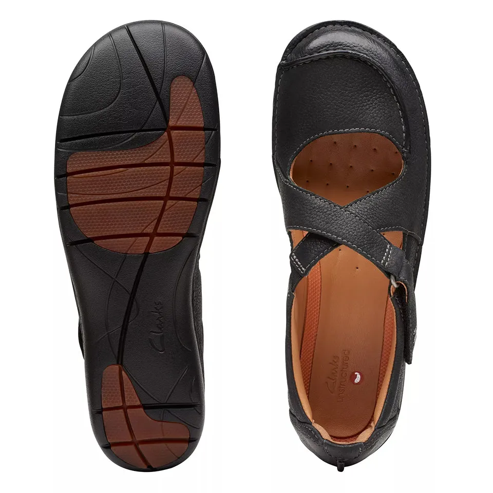 Clarks Women's Un Loop Strap Black Leather 26174970
