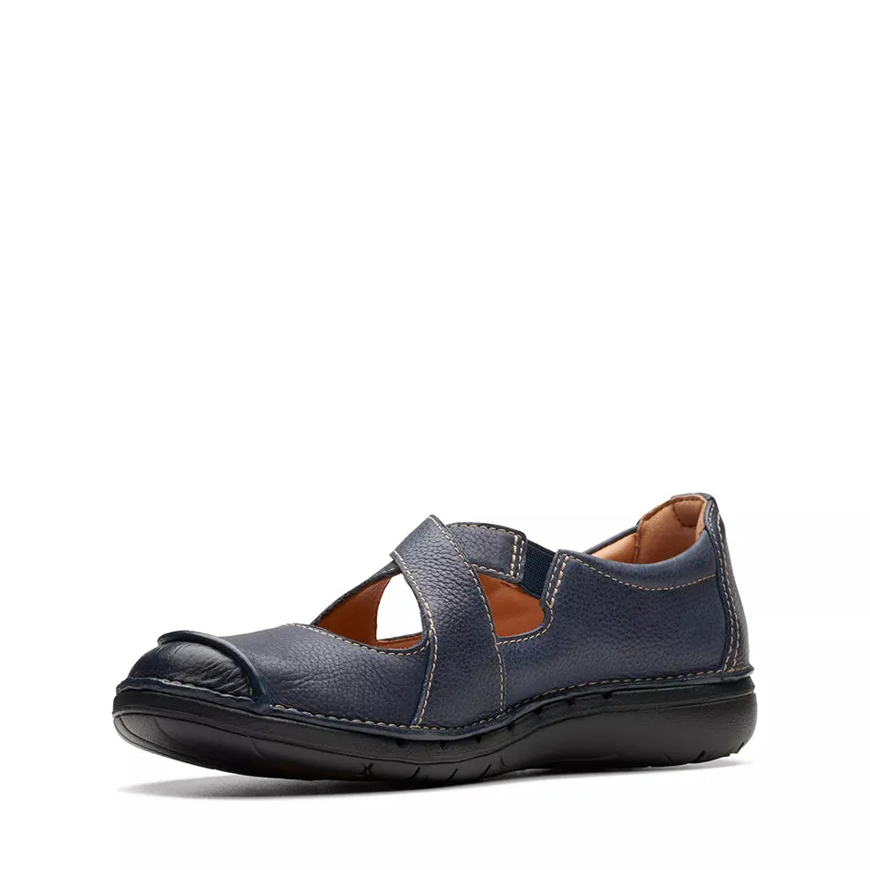 Clarks Women's Un Loop Strap Navy Leather 26174972