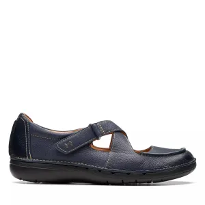 Clarks Women's Un Loop Strap Navy Leather 26174972