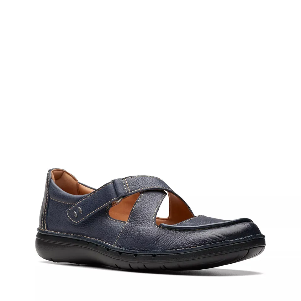 Clarks Women's Un Loop Strap Navy Leather 26174972