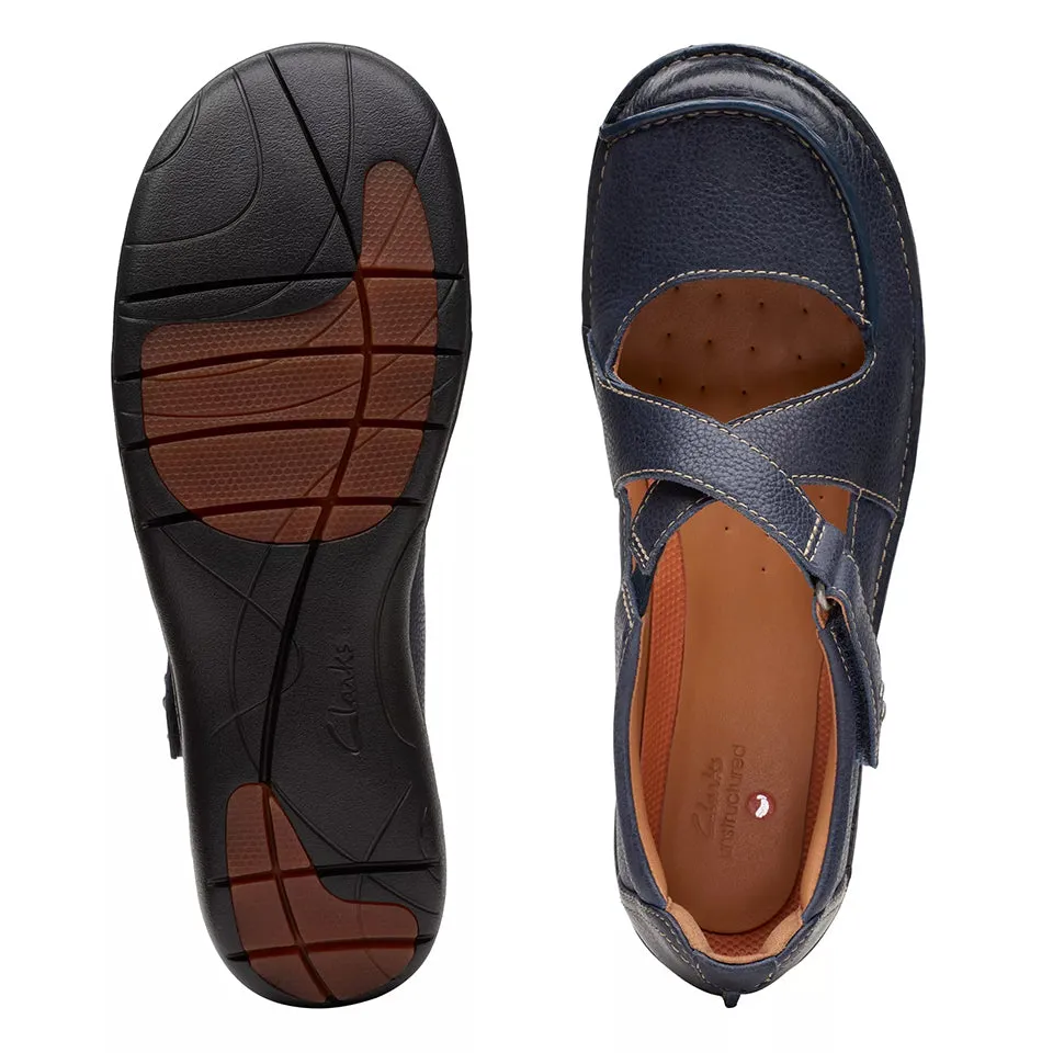 Clarks Women's Un Loop Strap Navy Leather 26174972
