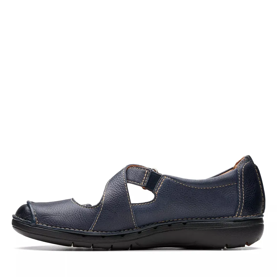 Clarks Women's Un Loop Strap Navy Leather 26174972