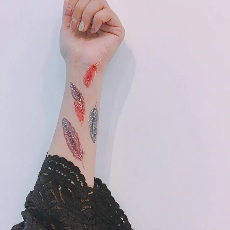 Coloured Feathers Temporary Tattoo