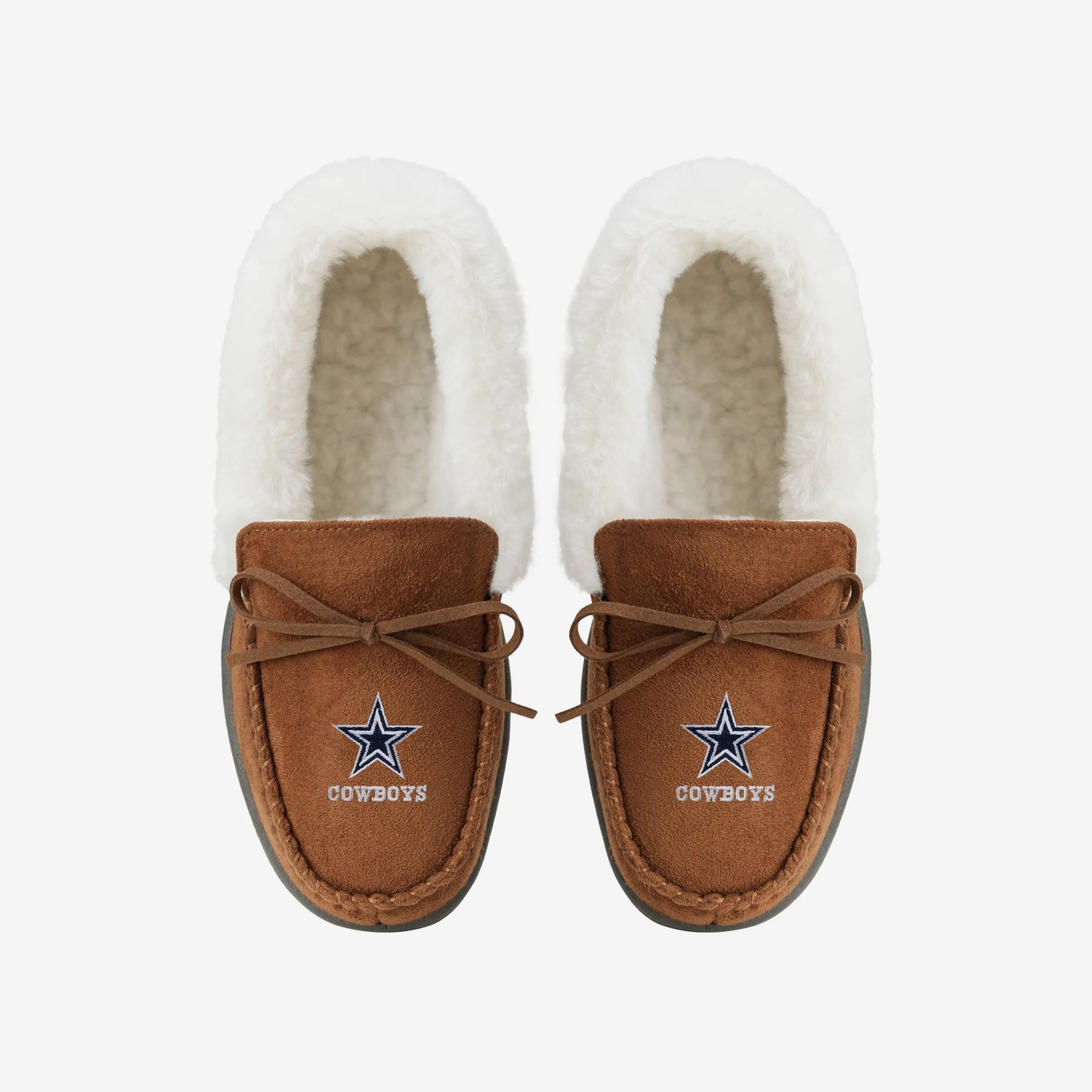Dallas Cowboys Womens Tan Moccasin Slipper