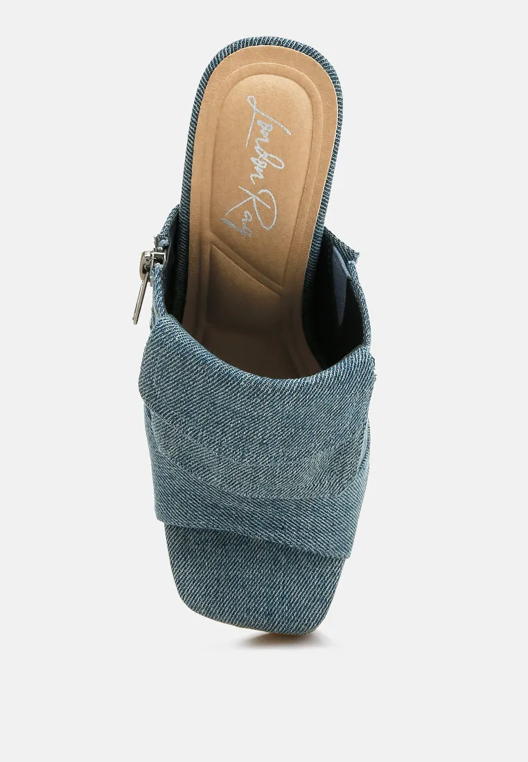 Denim Pouch Detail Sandals By RAG