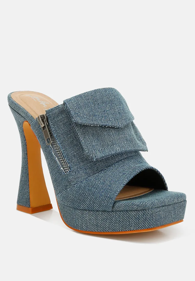 Denim Pouch Detail Sandals By RAG