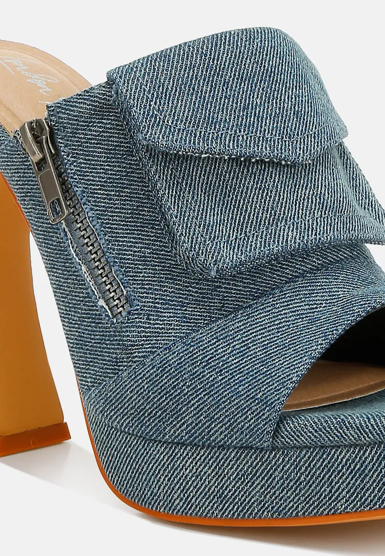Denim Pouch Detail Sandals By RAG