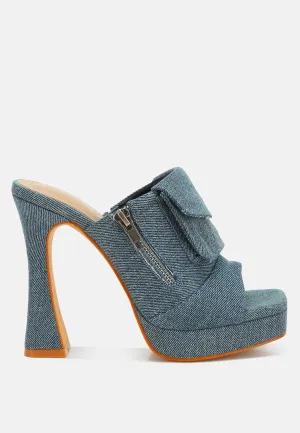 Denim Pouch Detail Sandals By RAG