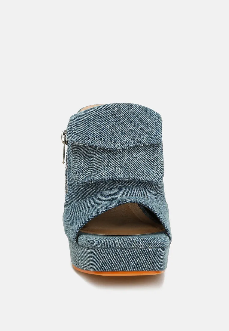 Denim Pouch Detail Sandals By RAG