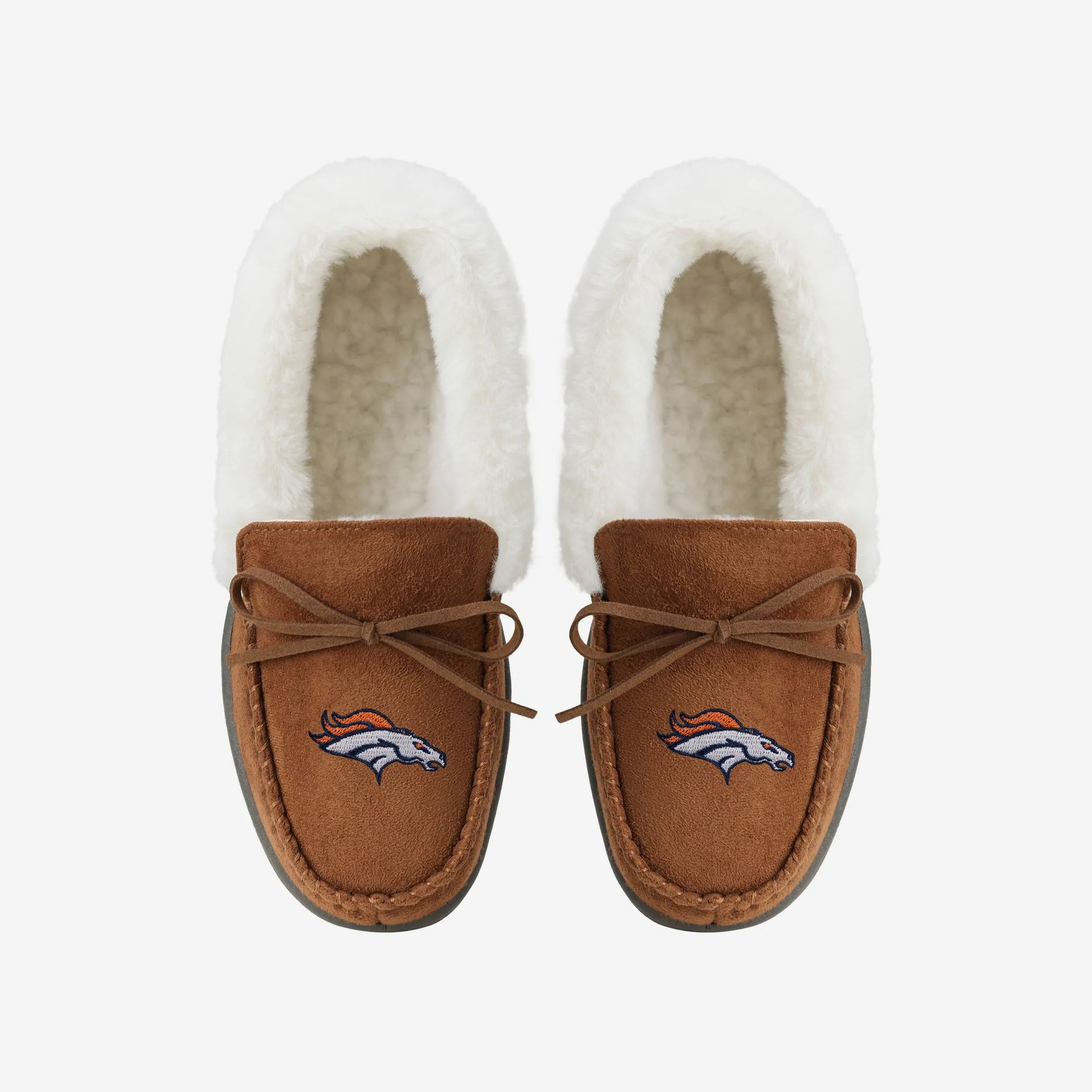 Denver Broncos Womens Tan Moccasin Slipper