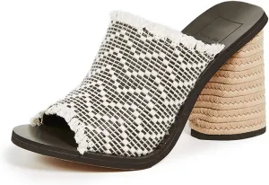 Dolce Vita Women's Alba Block Heel Sandals, Black/White, 8.5 Medium US