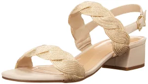 Easy Street Women's Charee Block Heel Sandal Heeled, Beige Woven, 8.5