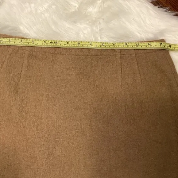 EMANUEL UNGARO LIBERTE&quot; Y2K Camel Tan Texture Wool Mini Skirt 10 NWT $158