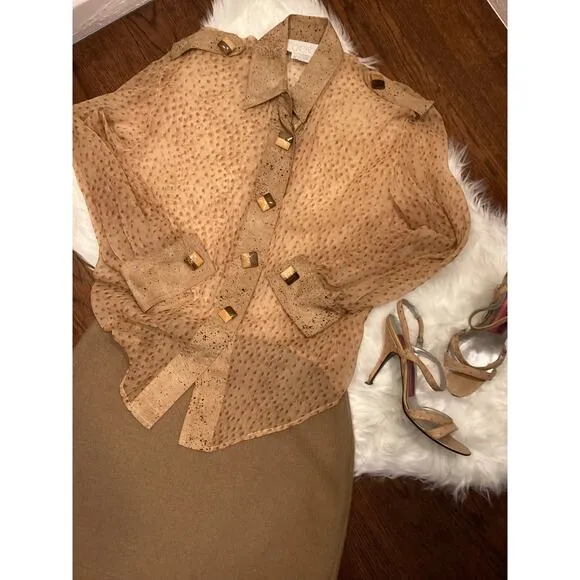 EMANUEL UNGARO LIBERTE&quot; Y2K Camel Tan Texture Wool Mini Skirt 10 NWT $158