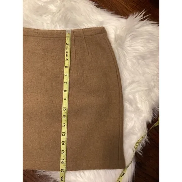 EMANUEL UNGARO LIBERTE&quot; Y2K Camel Tan Texture Wool Mini Skirt 10 NWT $158