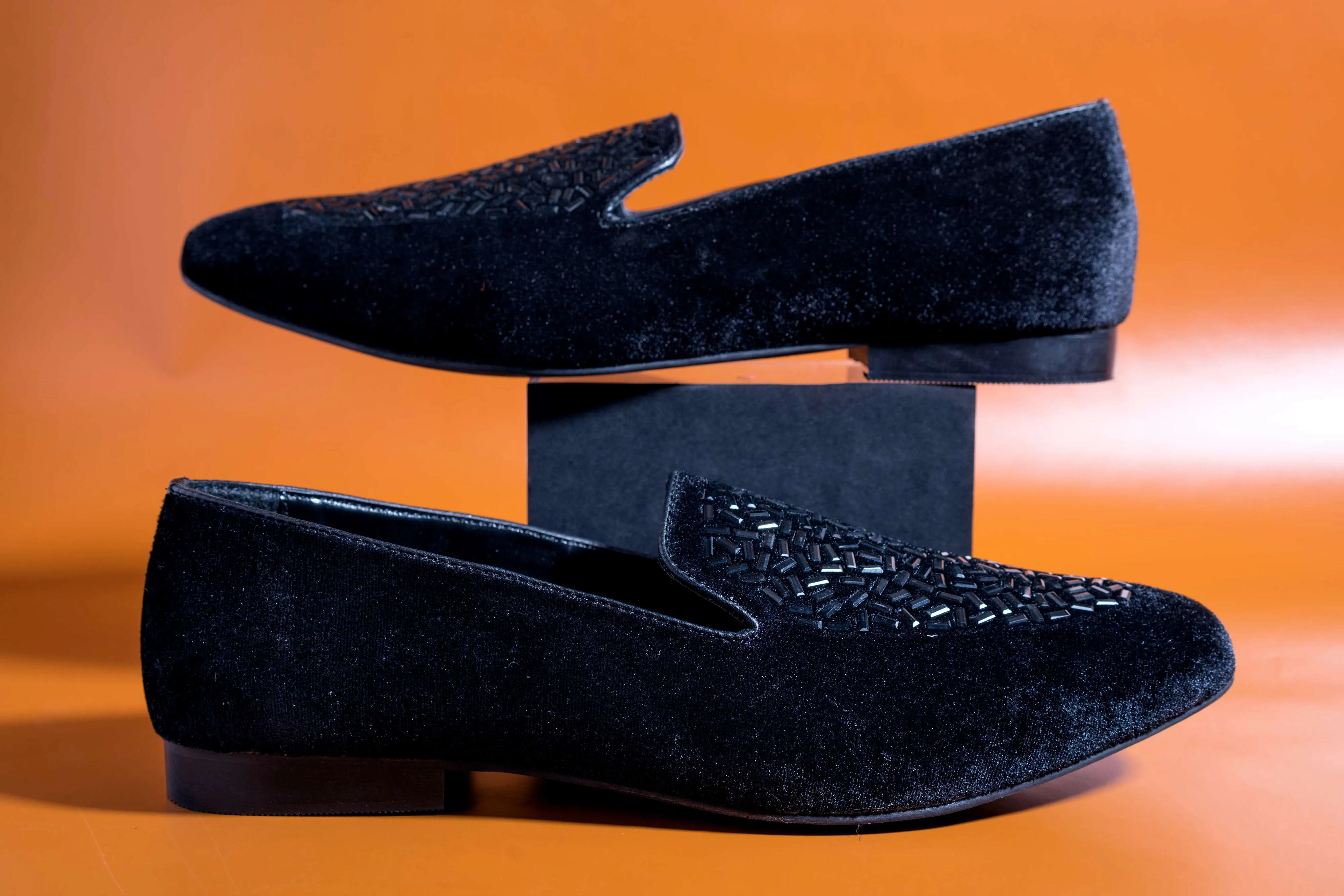 Fashion Wedding Rivet Leather Black Moccasins For Men High Quality Slip On Flats Loafer-JonasParamount