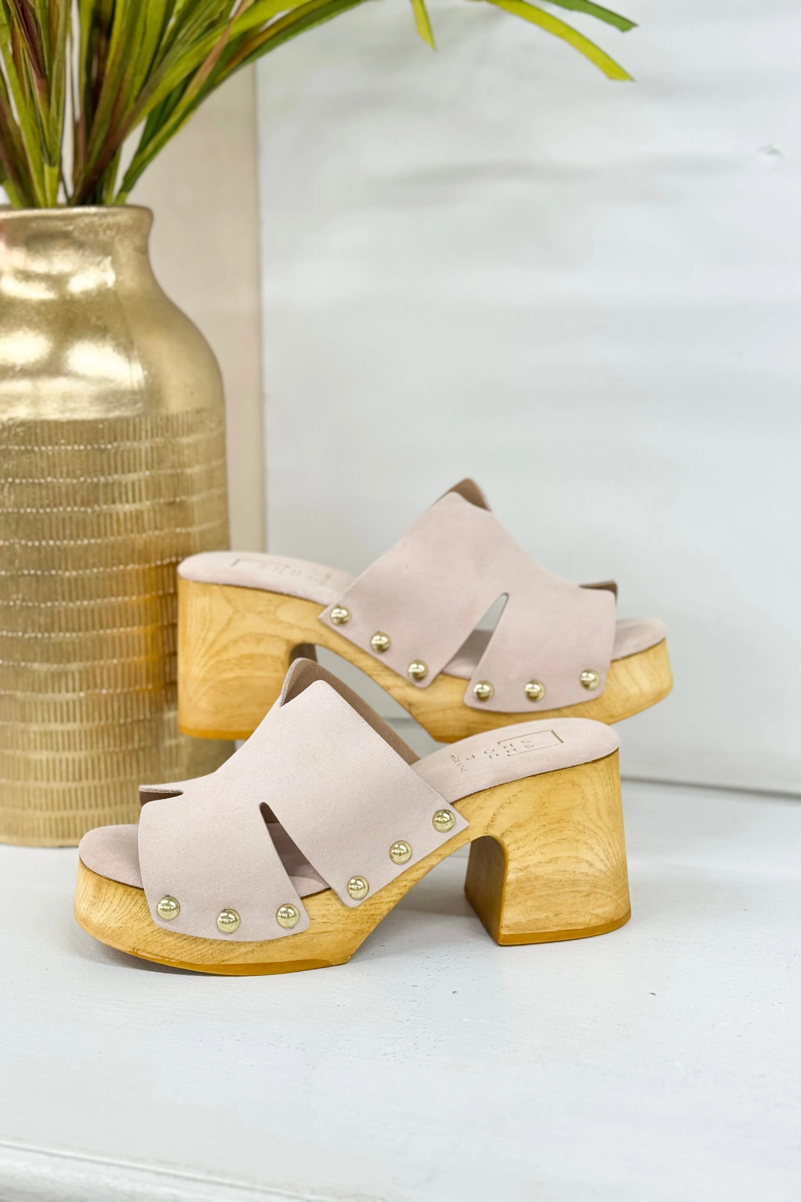Florence Blush Studded Wedges