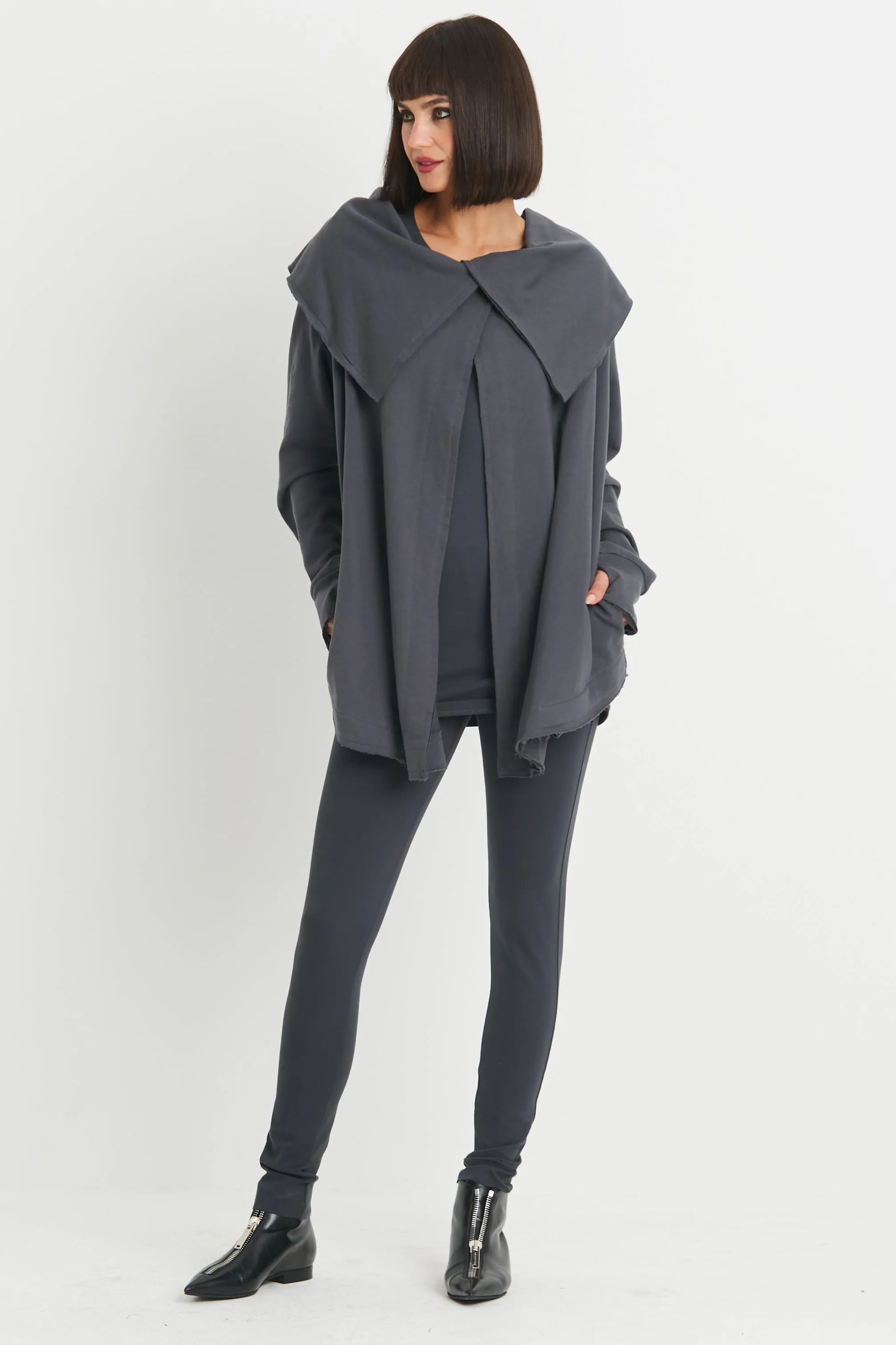 French Terry Scarf Collar Jacket