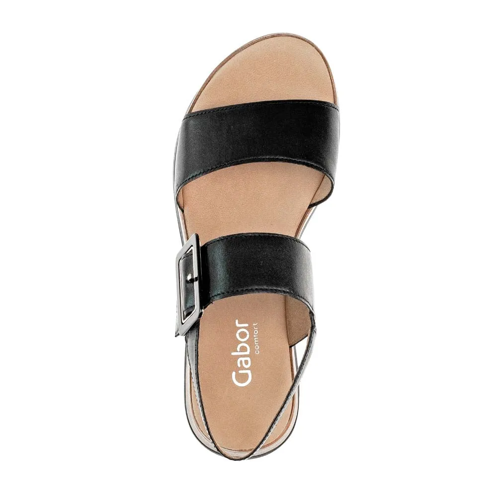Gabor Low Wedge Buckle Sandal Black