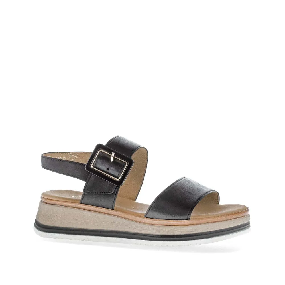 Gabor Low Wedge Buckle Sandal Black