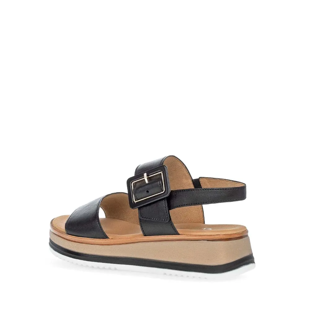 Gabor Low Wedge Buckle Sandal Black