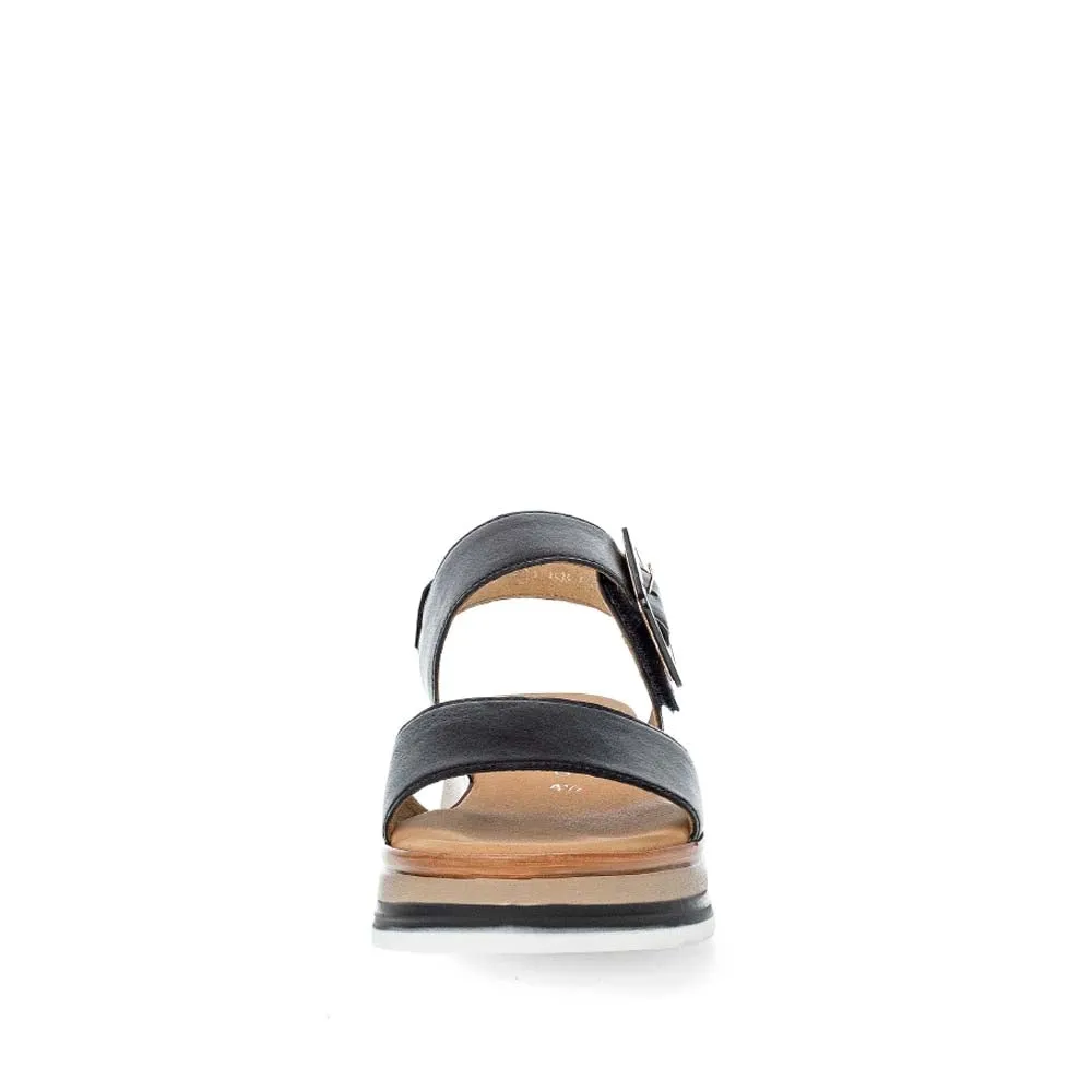 Gabor Low Wedge Buckle Sandal Black