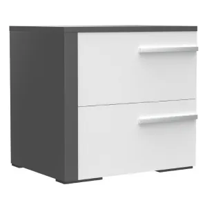 Gabriella left 2 drawer night table storage home decor, dark grey & white