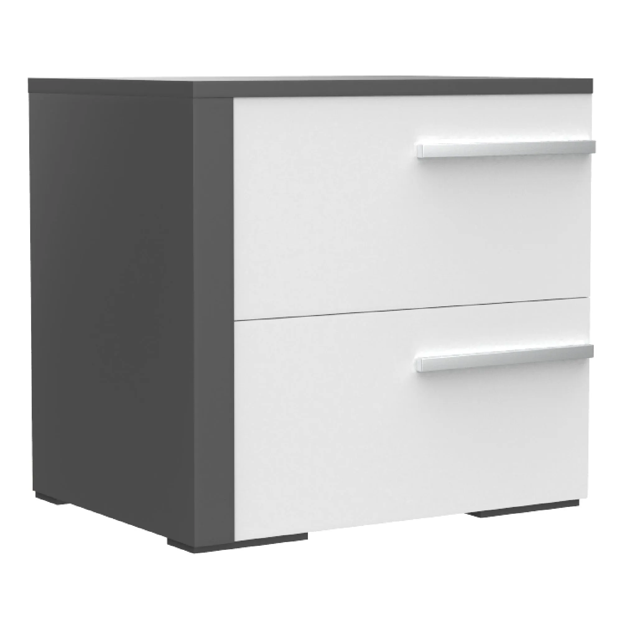 Gabriella left 2 drawer night table storage home decor, dark grey & white