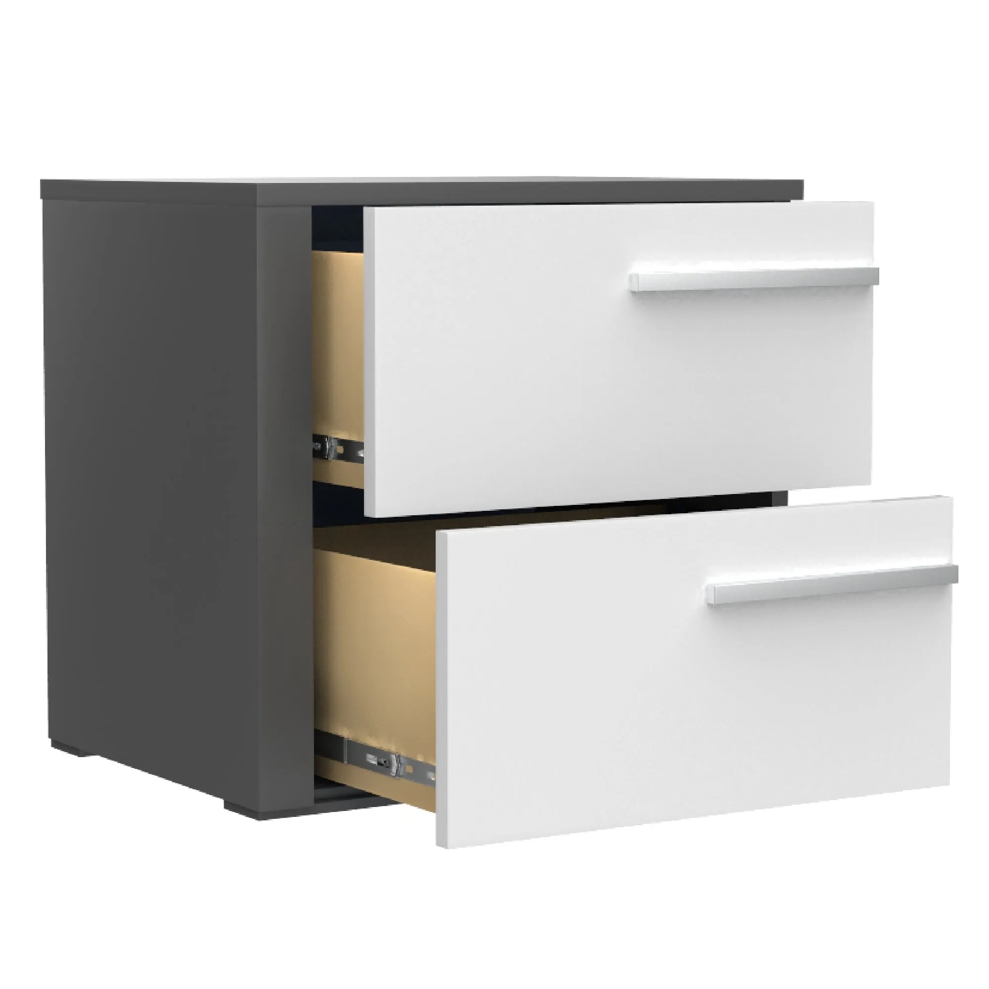 Gabriella left 2 drawer night table storage home decor, dark grey & white