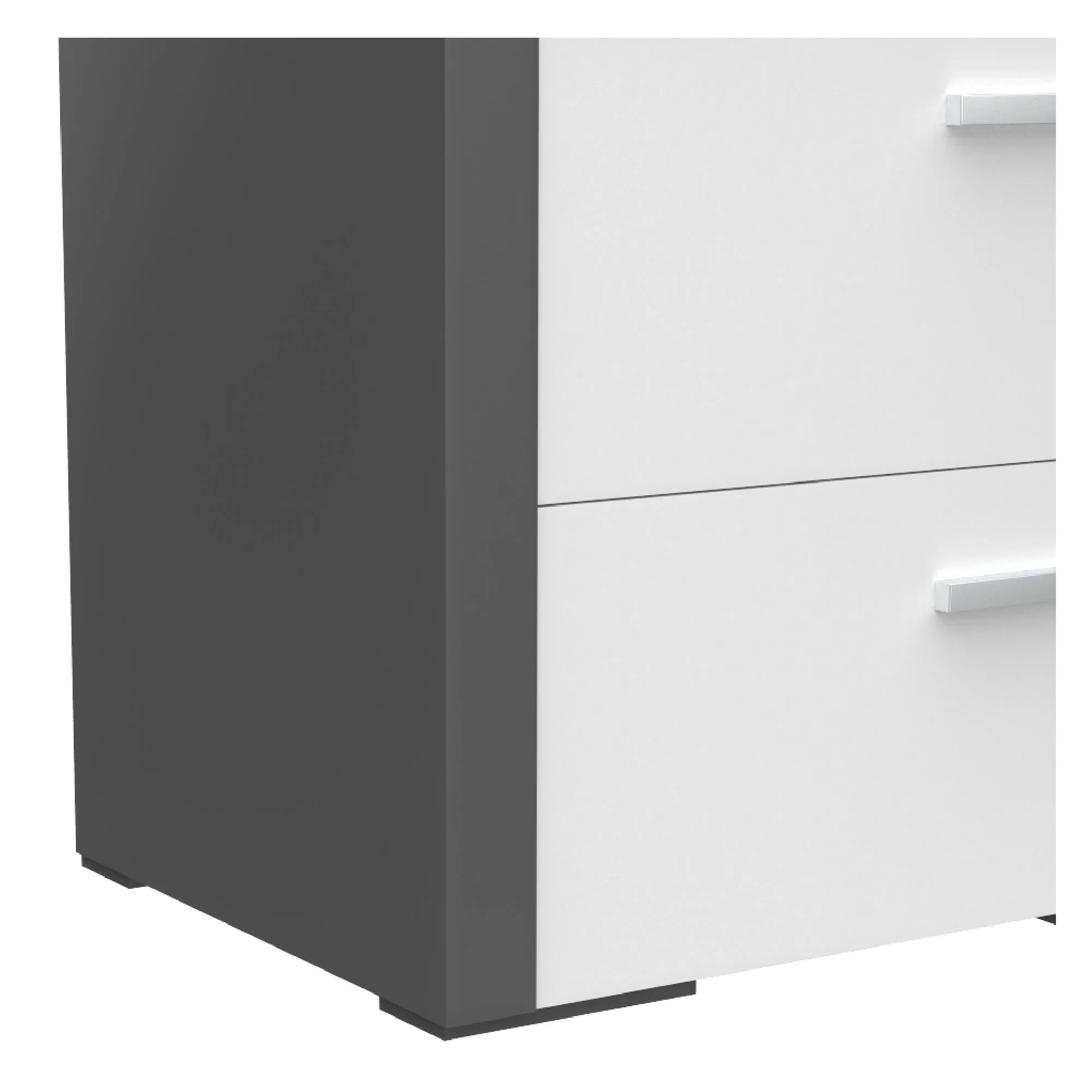 Gabriella left 2 drawer night table storage home decor, dark grey & white