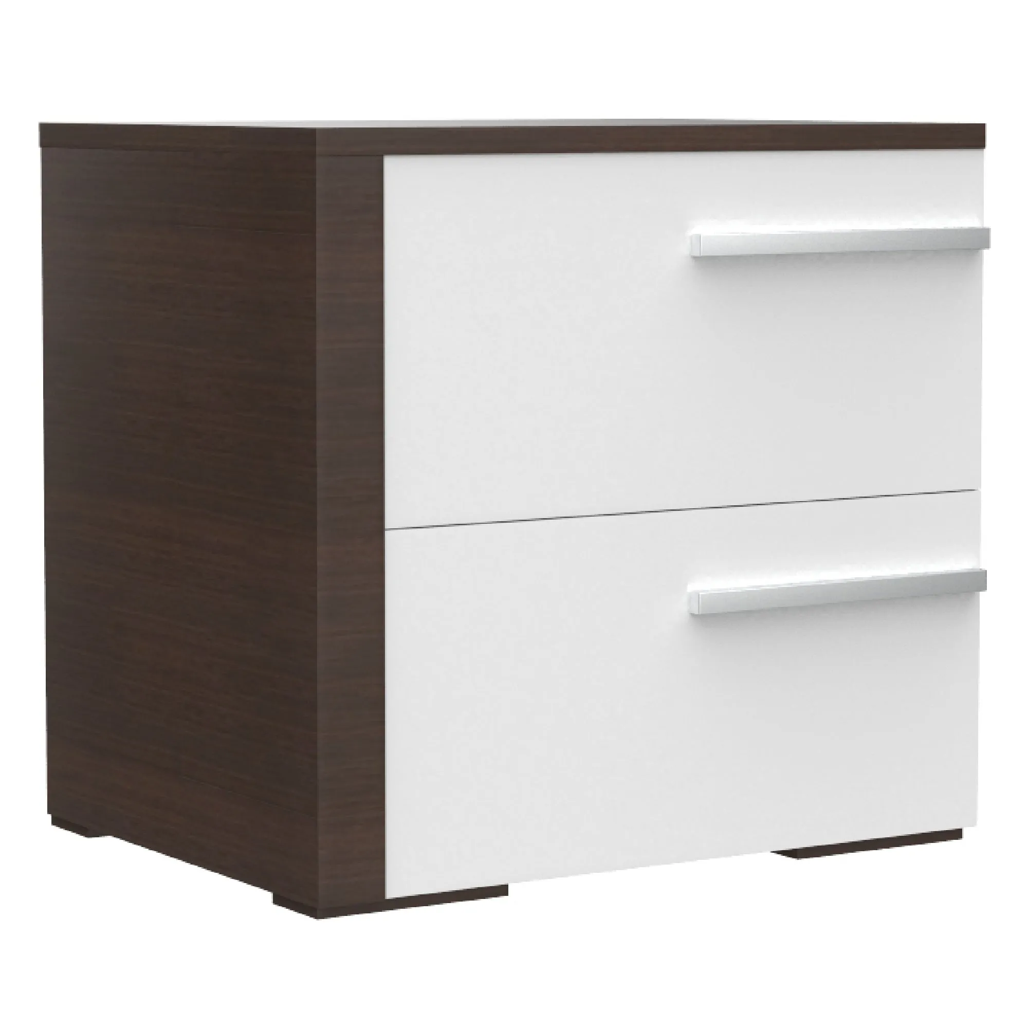 Gabriella left 2 drawer night table storage home decor, white & walnut