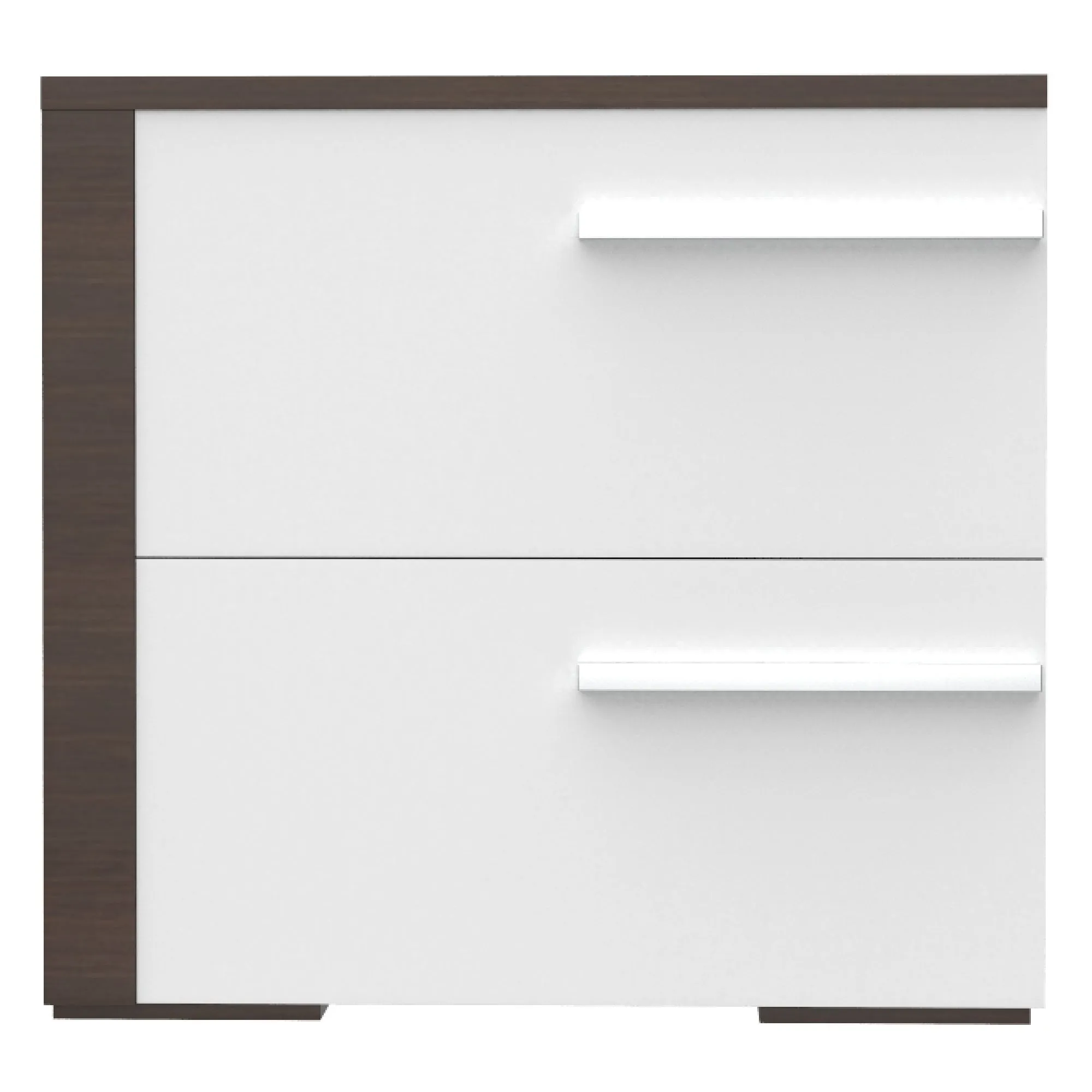 Gabriella left 2 drawer night table storage home decor, white & walnut
