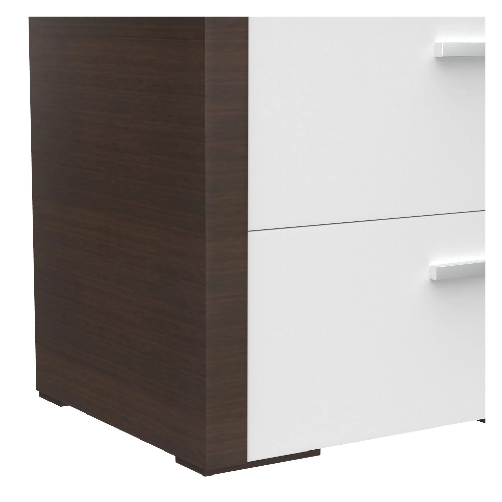 Gabriella left 2 drawer night table storage home decor, white & walnut