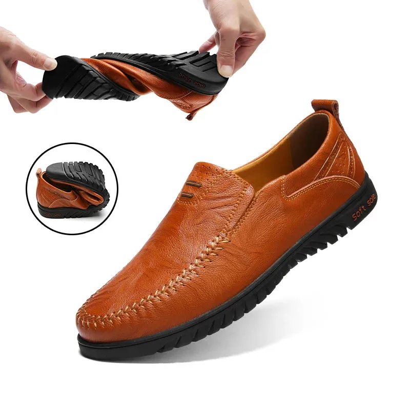 Genuine Leather Men’s Loafers – Luxury Slip-On Moccasins, Casual & Formal Driving Shoes        4o mini